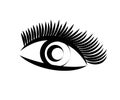 Female eye and long eyelashes on a white background. Symbol. Vector Royalty Free Stock Photo